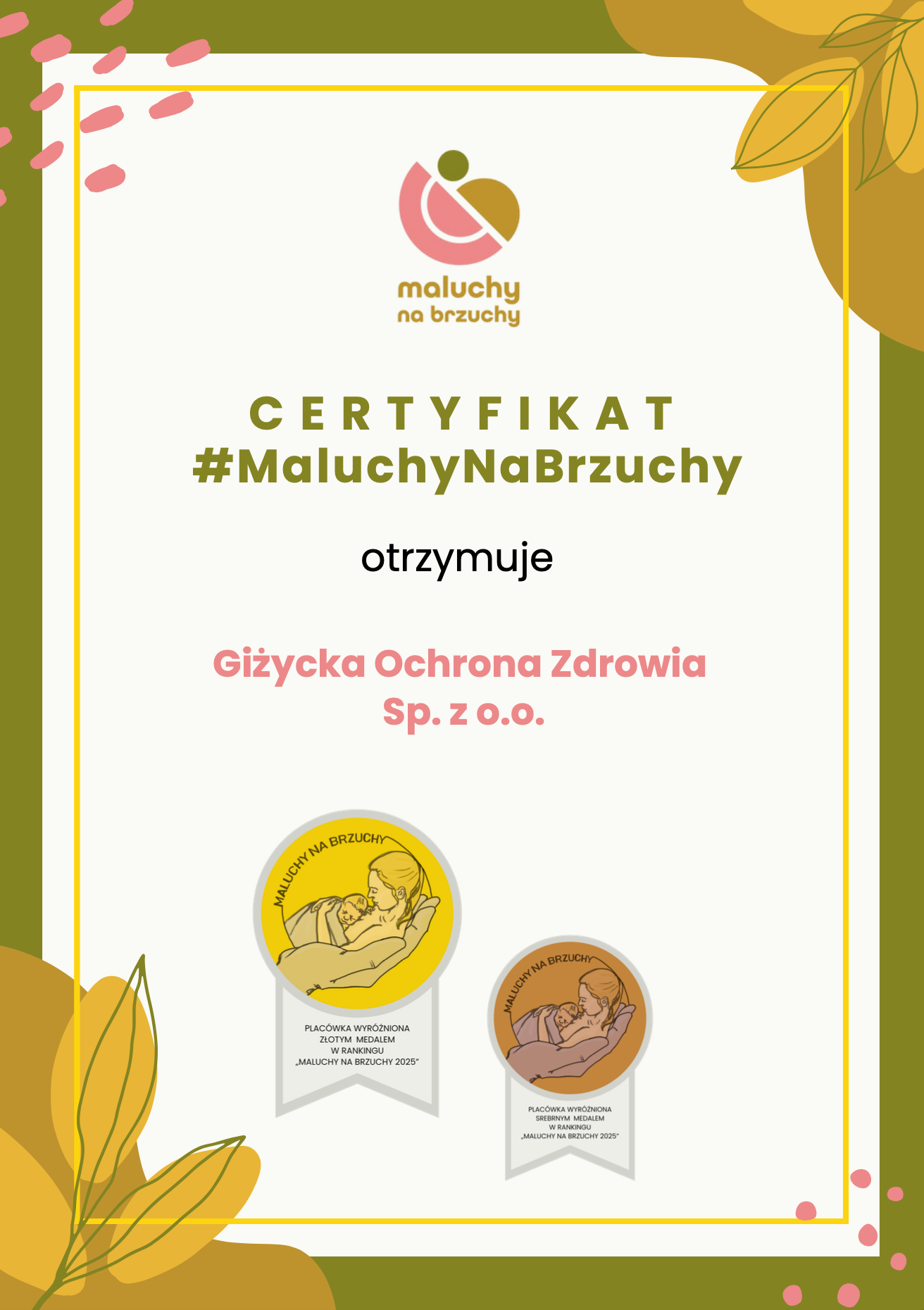 Certyfikat Maluchy na Brzuchy